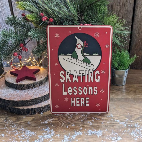 Affiche Skating Lessons Here style vintage 